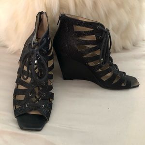 INC Black wedged heels